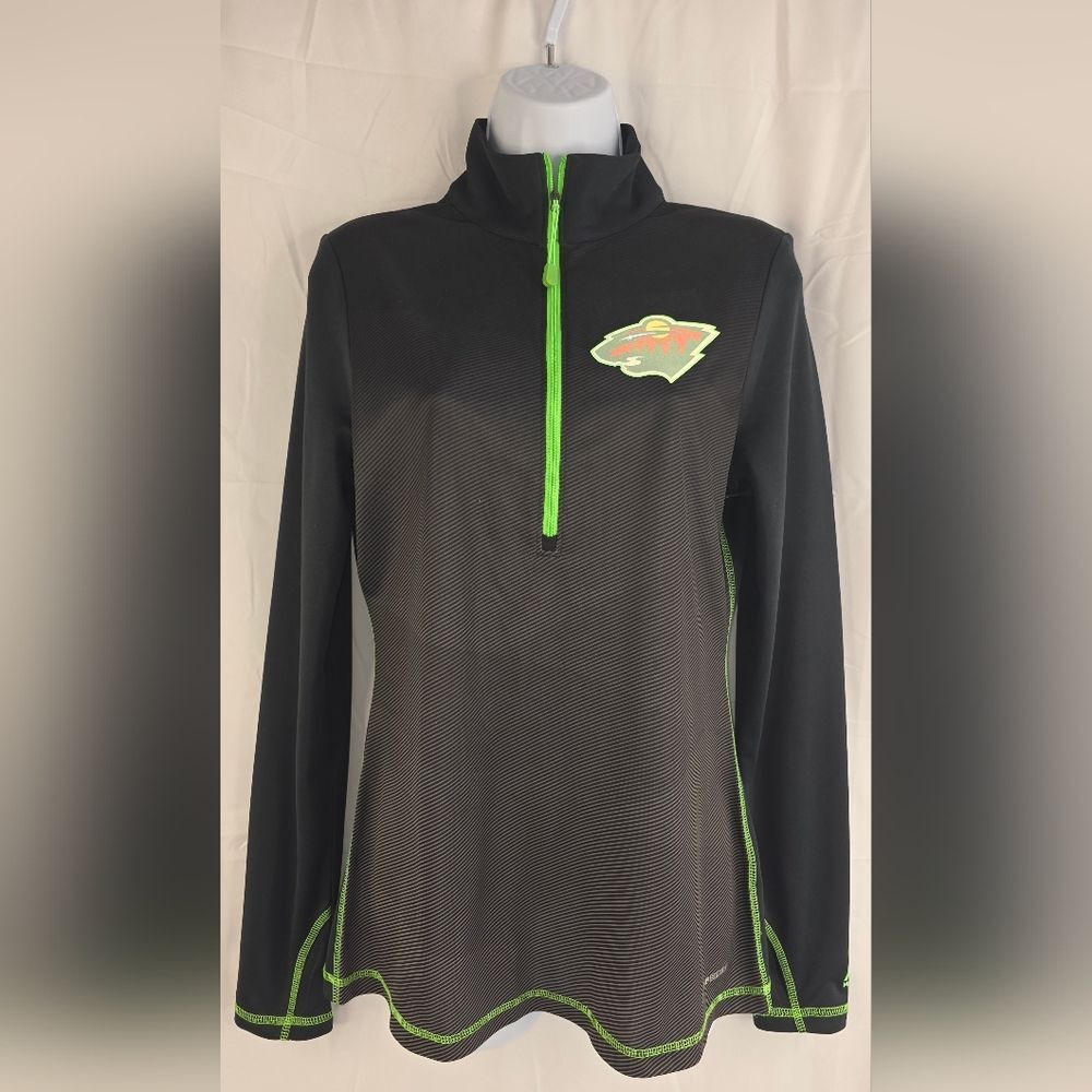 Majestic Minnesota Wild Women's Quarter-Zip Pullover Black Size Medium U-1158